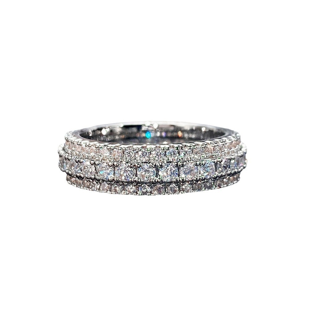 Light Luxury Multi-Layer Full-Diamond Ring - Gold/Silver Two-Color Fashion Band