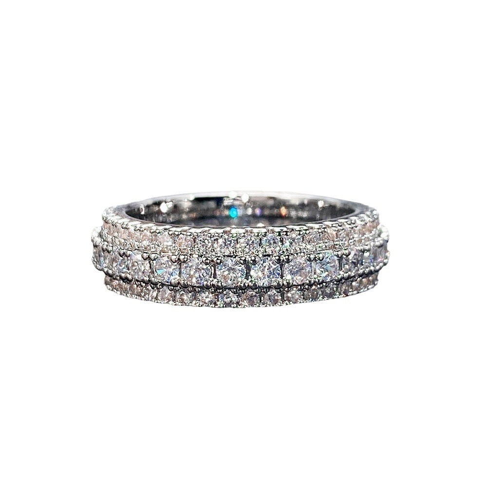 Light Luxury Multi-Layer Full-Diamond Ring - Gold/Silver Two-Color Fashion Band