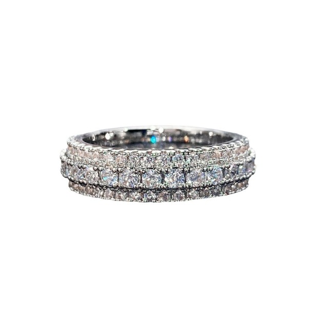 Light Luxury Multi-Layer Full-Diamond Ring - Gold/Silver Two-Color Fashion Band