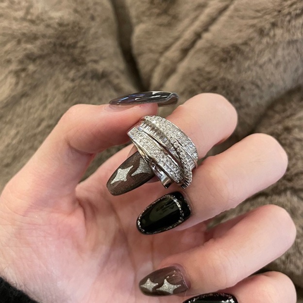 Interwoven Sparkle 18K Gold/White Gold Multi-Layer Pave Open Ring