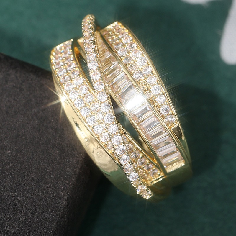 Interwoven Sparkle 18K Gold/White Gold Multi-Layer Pave Open Ring