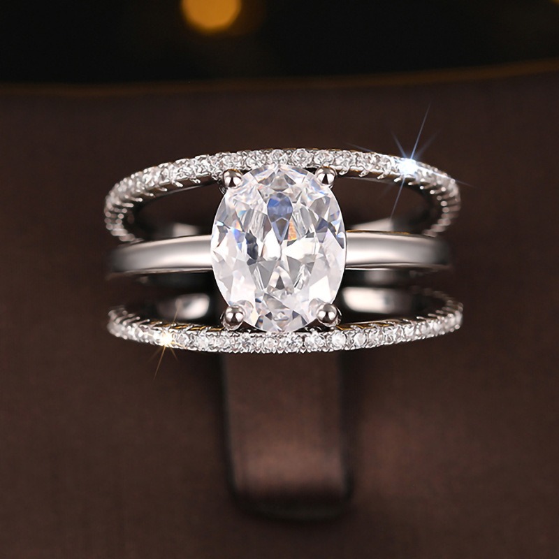 Eternal Layer Two-Tone Oval Diamond Stacked Ring