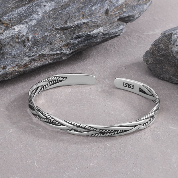 Vintage Braided Twist Cuff Bracelet