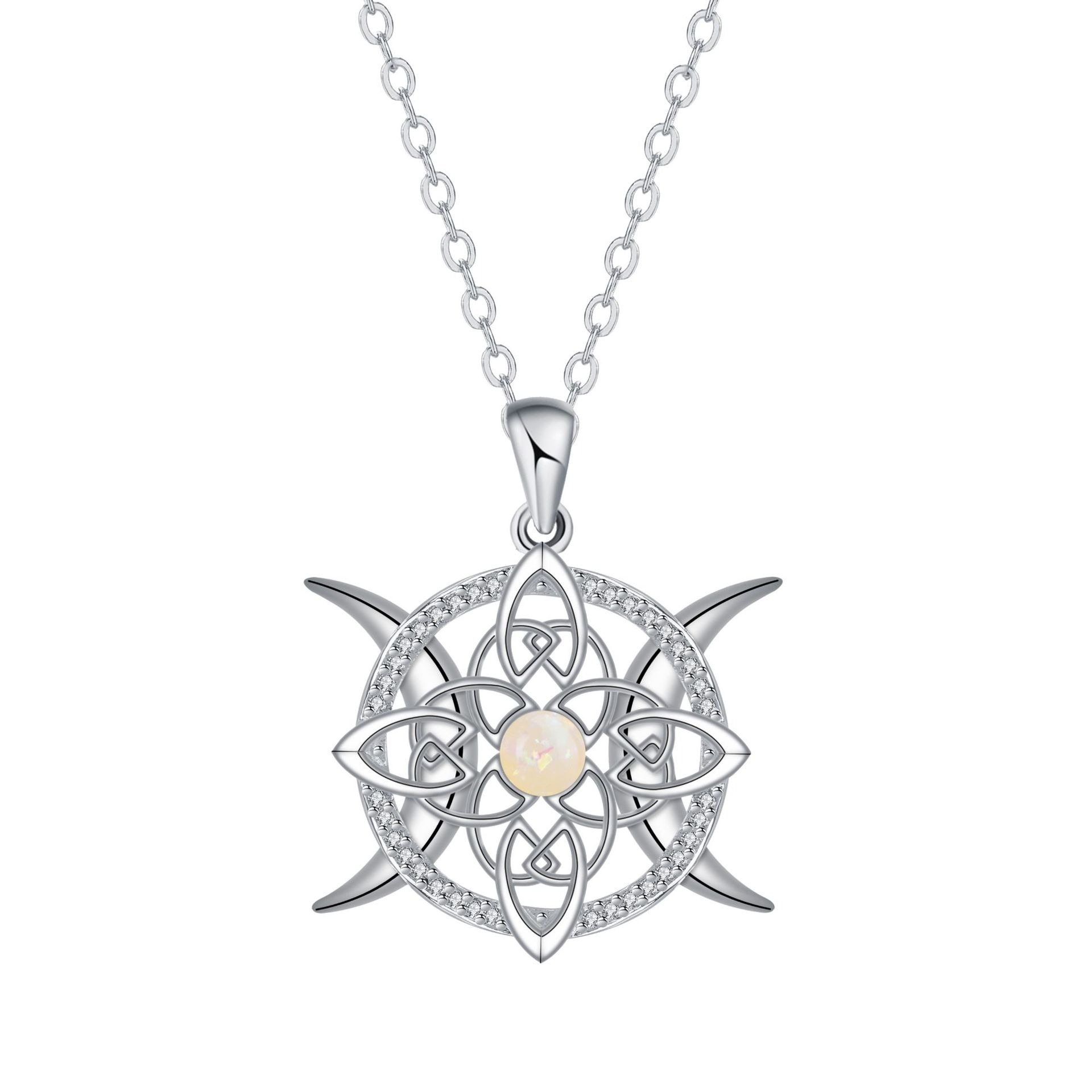 Sterling Silver Witch's Knot Opal Protection Necklace