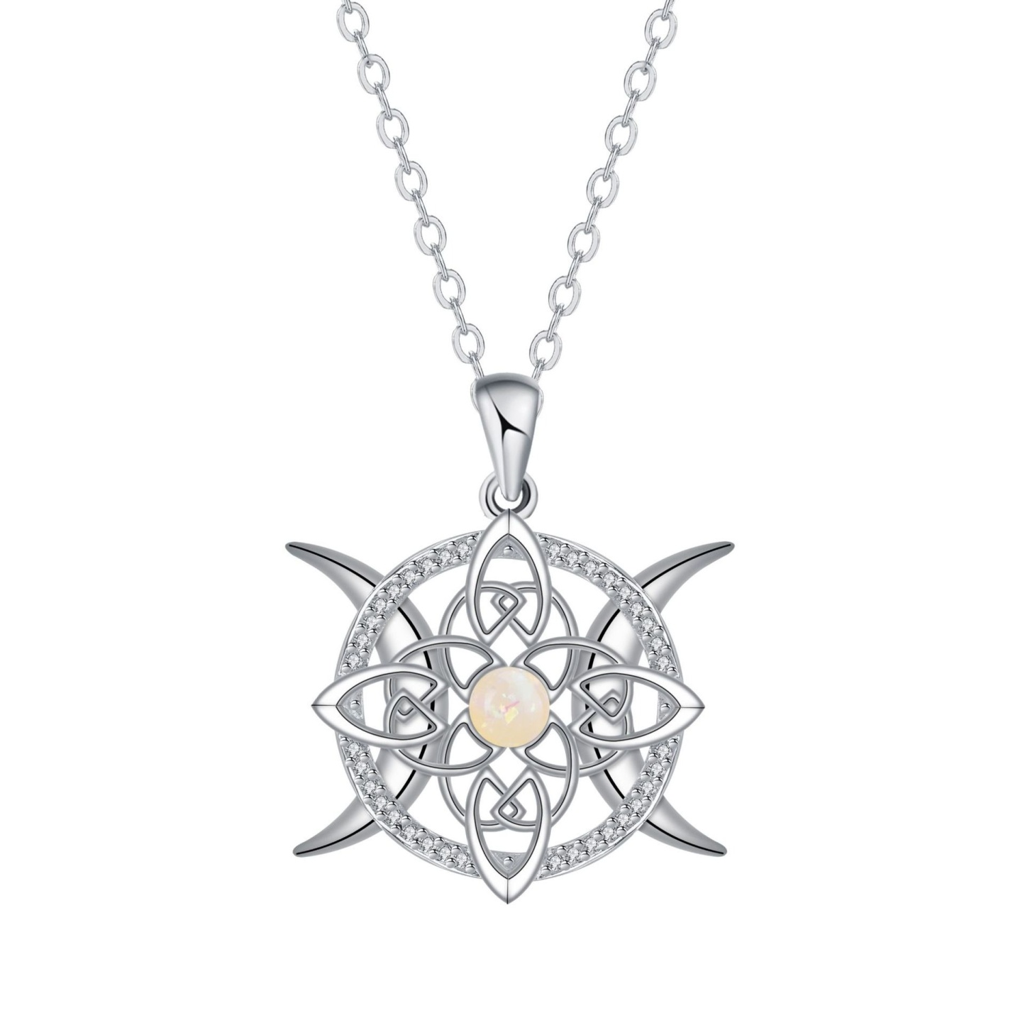 Sterling Silver Witch's Knot Opal Protection Necklace