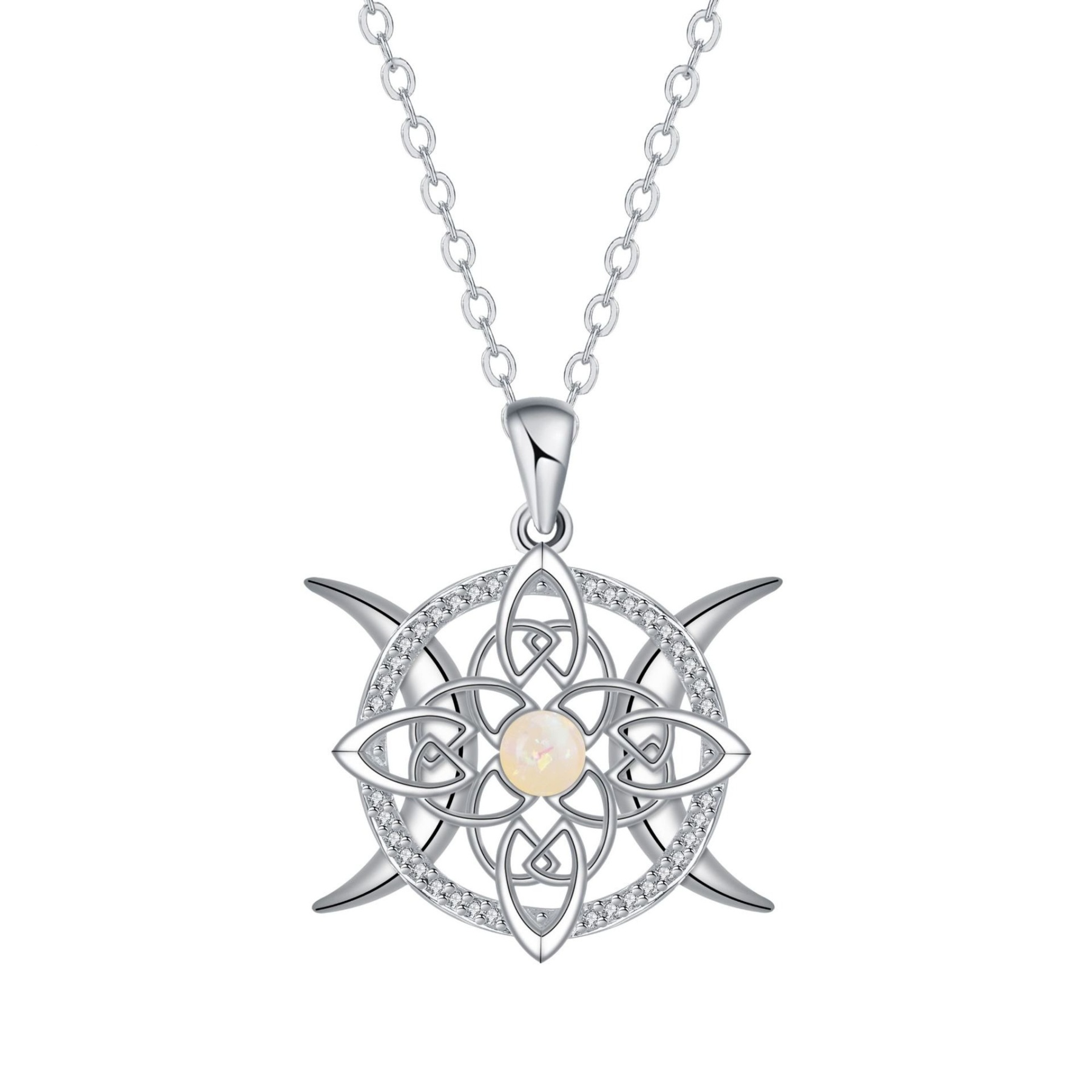 Sterling Silver Witch's Knot Opal Protection Necklace