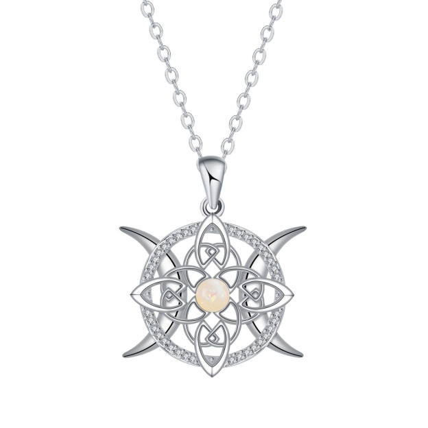Sterling Silver Witch's Knot Opal Protection Necklace