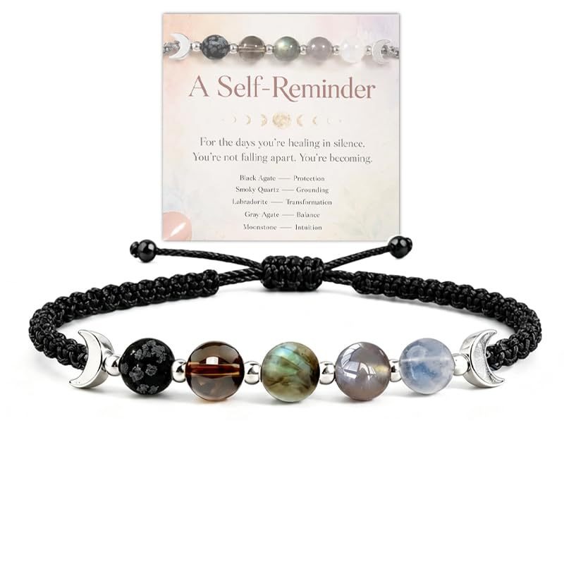 Natural Crystal Moon Phase Handwoven Bracelet