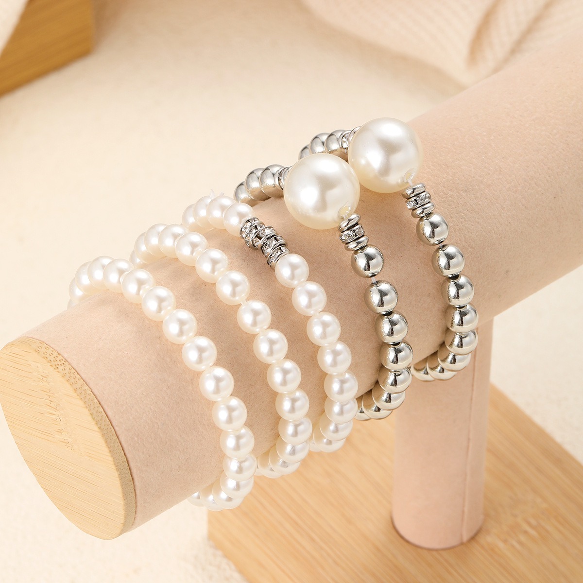 5-Piece French Style Pearl Bracelet Set