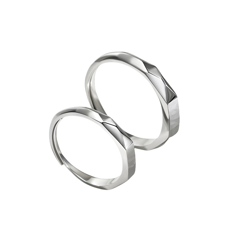 Light Projection Silver Couple Rings