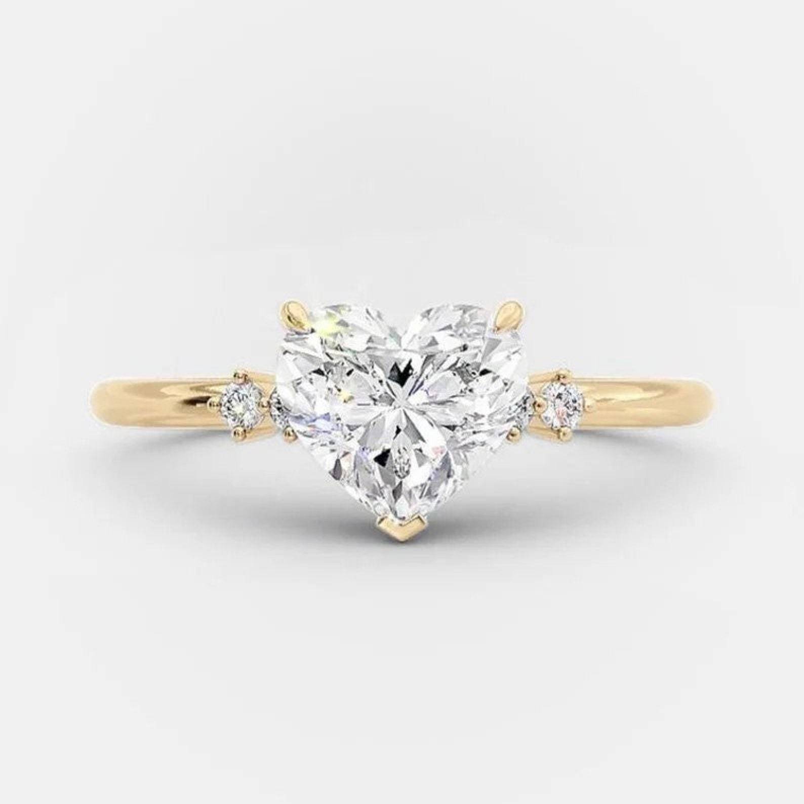 18K Gold Heart Cut Moissanite Ring