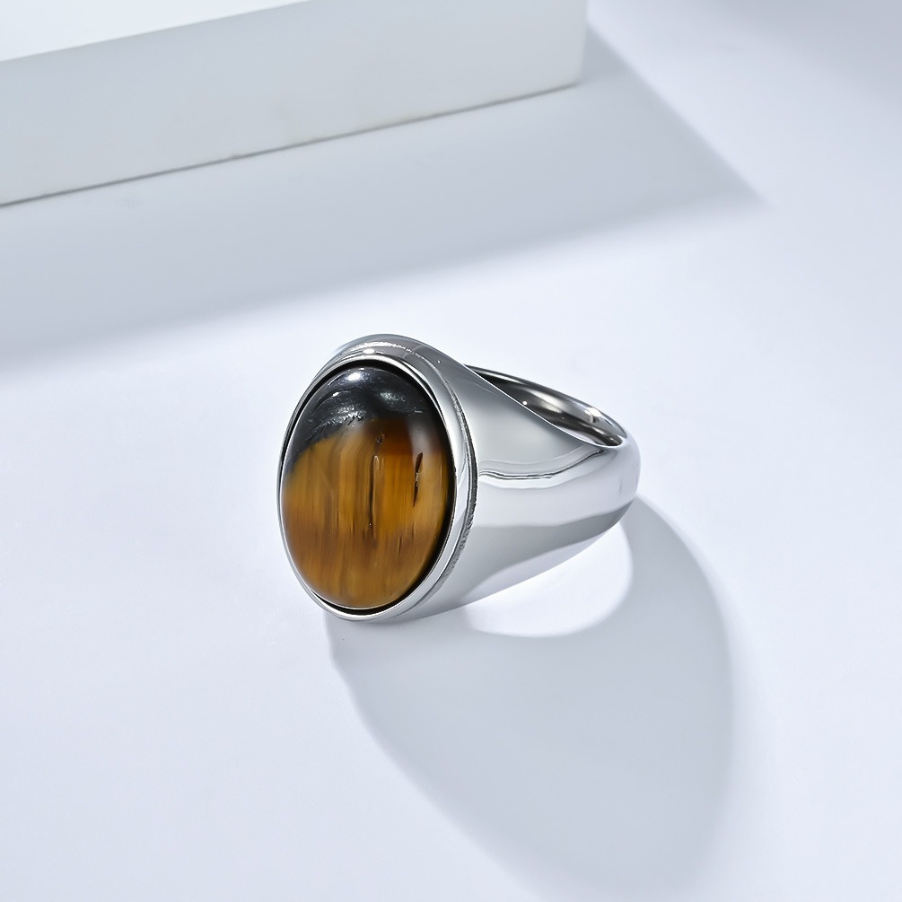 Vintage Oval Cabochon Natural Stone Signet Ring