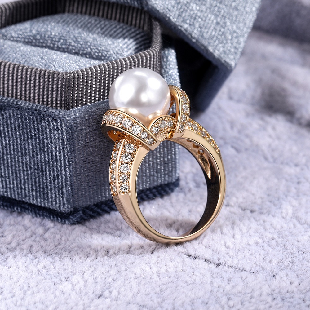 18K Gold Wrapped Lustrous Pearl Ring