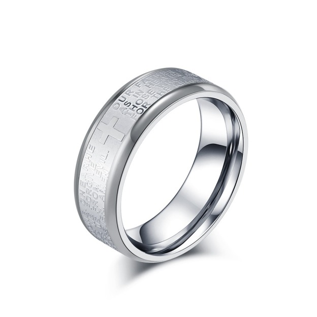 Divine Scripture Premium 316L Stainless Steel Engraved Cross Prayer Ring
