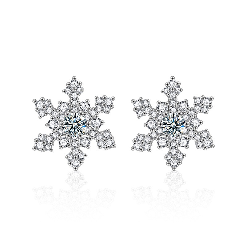 Snowflake Moissanite Stud Earrings | 925 Sterling Silver