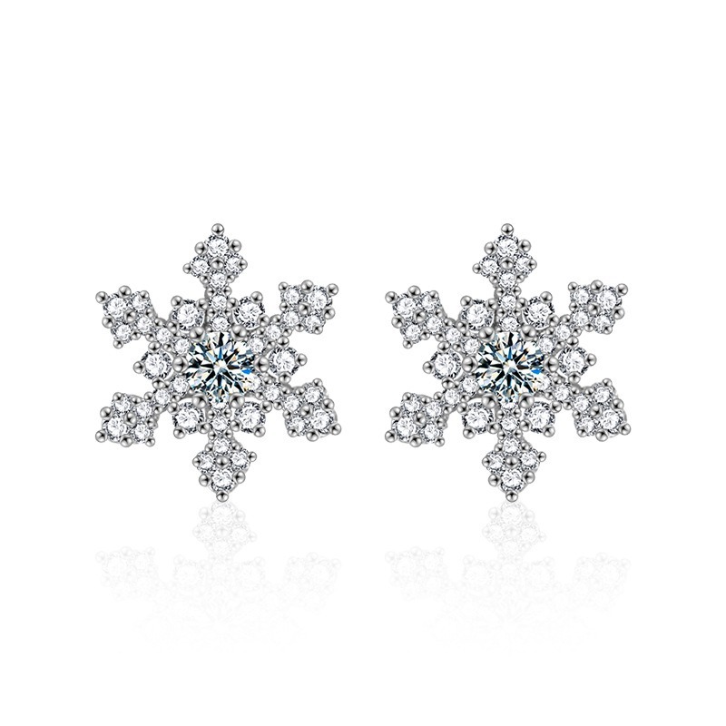 Snowflake Moissanite Stud Earrings | 925 Sterling Silver