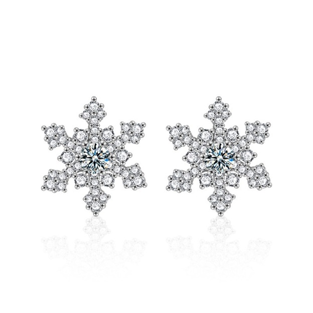 Snowflake Moissanite Stud Earrings | 925 Sterling Silver