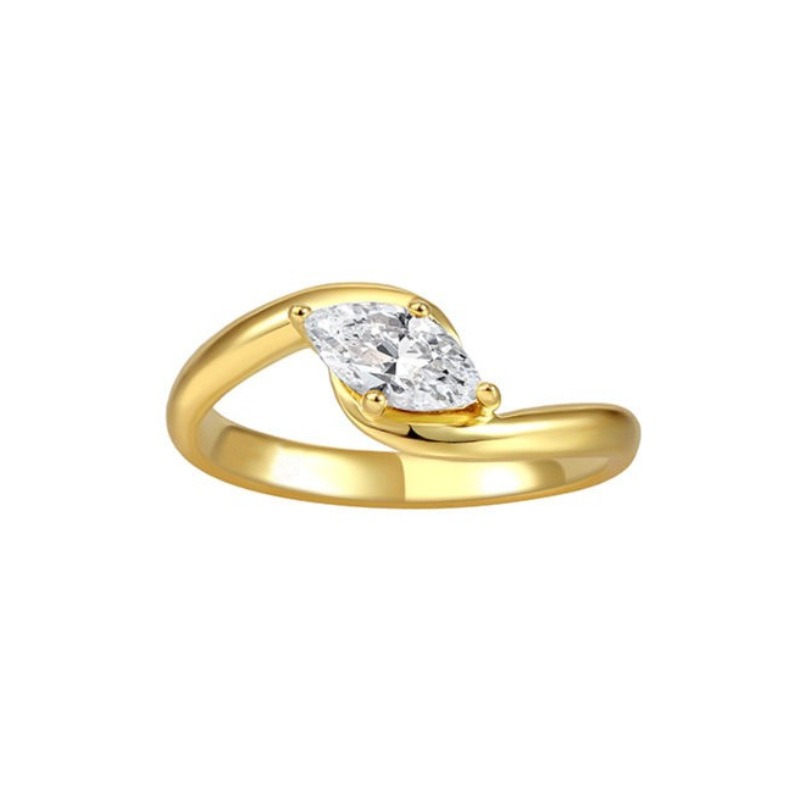 18K Gold & White Gold Marquise Diamond Ring