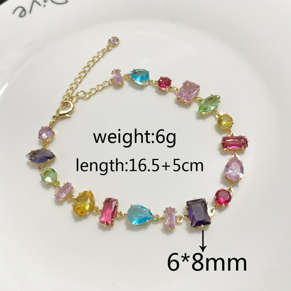 Rainbow Crystal Reverie Two-Tone Irregular Zircon Bracelet