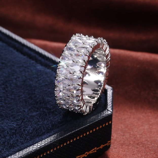 Luxury Diamond Flood Two-Tone Full Pavé Wide Band Ring