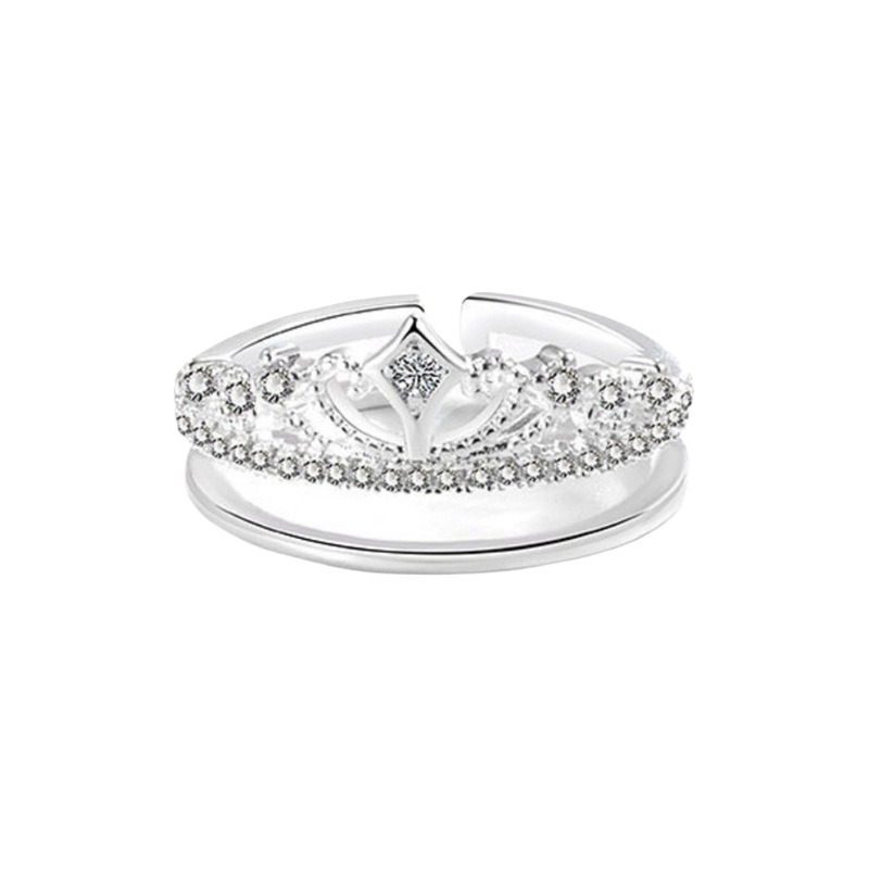  Light Luxury Crown Stackable Open Ring - Multi-Style Women's Diamond Ring