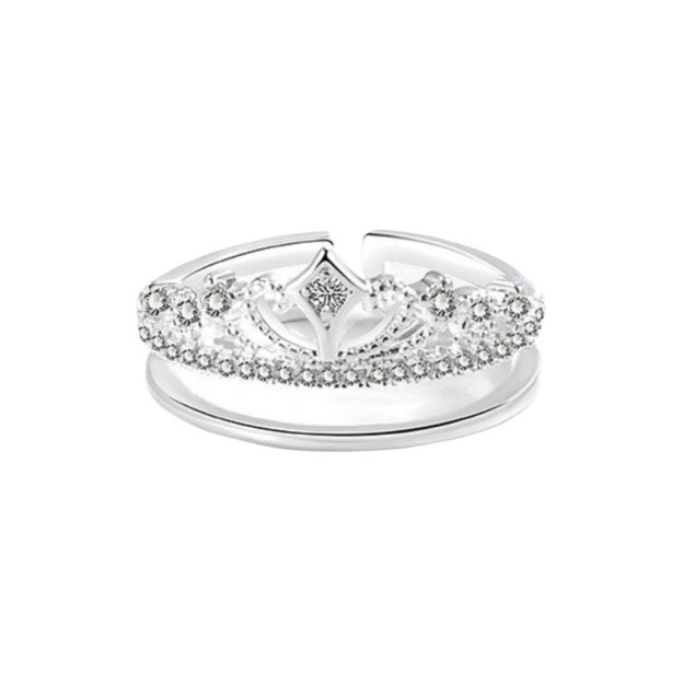  Light Luxury Crown Stackable Open Ring - Multi-Style Women's Diamond Ring