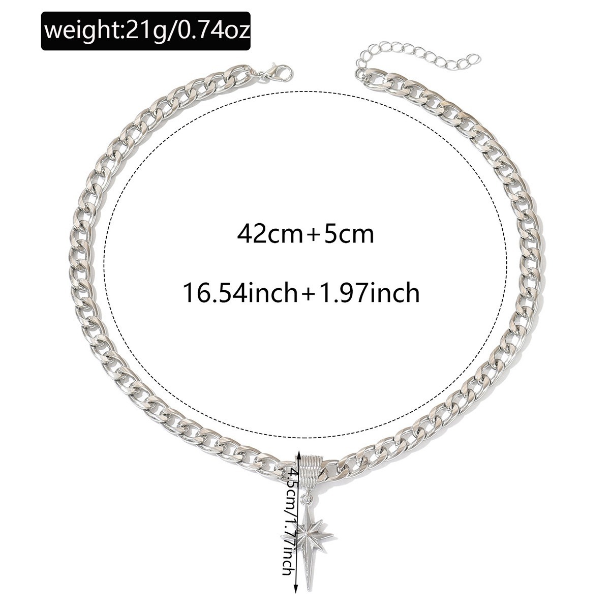 Starlight Guidance Two-Tone Cuban Link Starburst Necklace