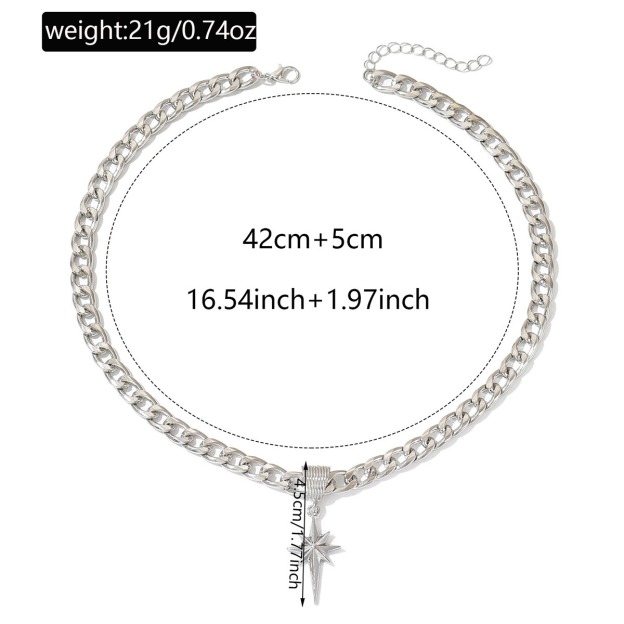 Starlight Guidance Two-Tone Cuban Link Starburst Necklace