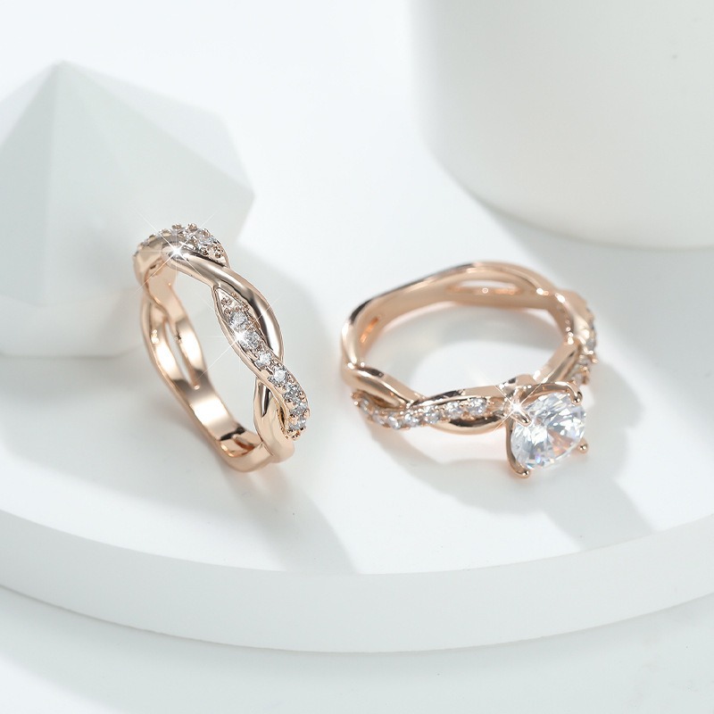 Intertwined Eternity Twisted Pave Ring Set
