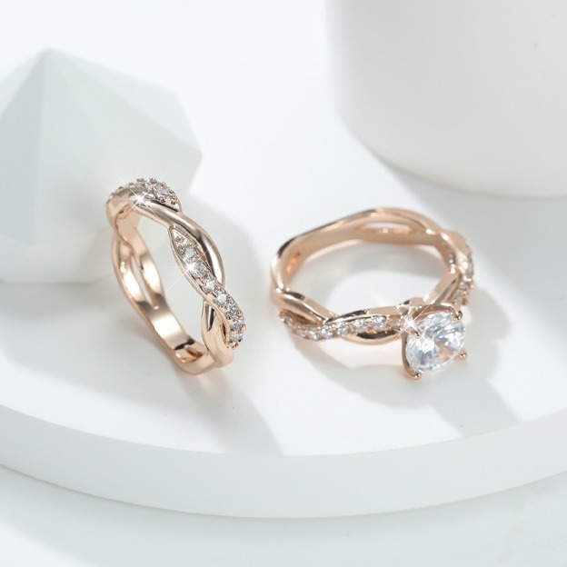 Intertwined Eternity Twisted Pave Ring Set