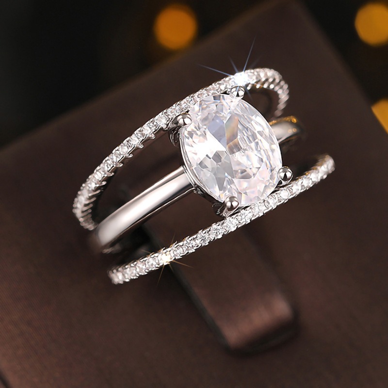 Eternal Layer Two-Tone Oval Diamond Stacked Ring
