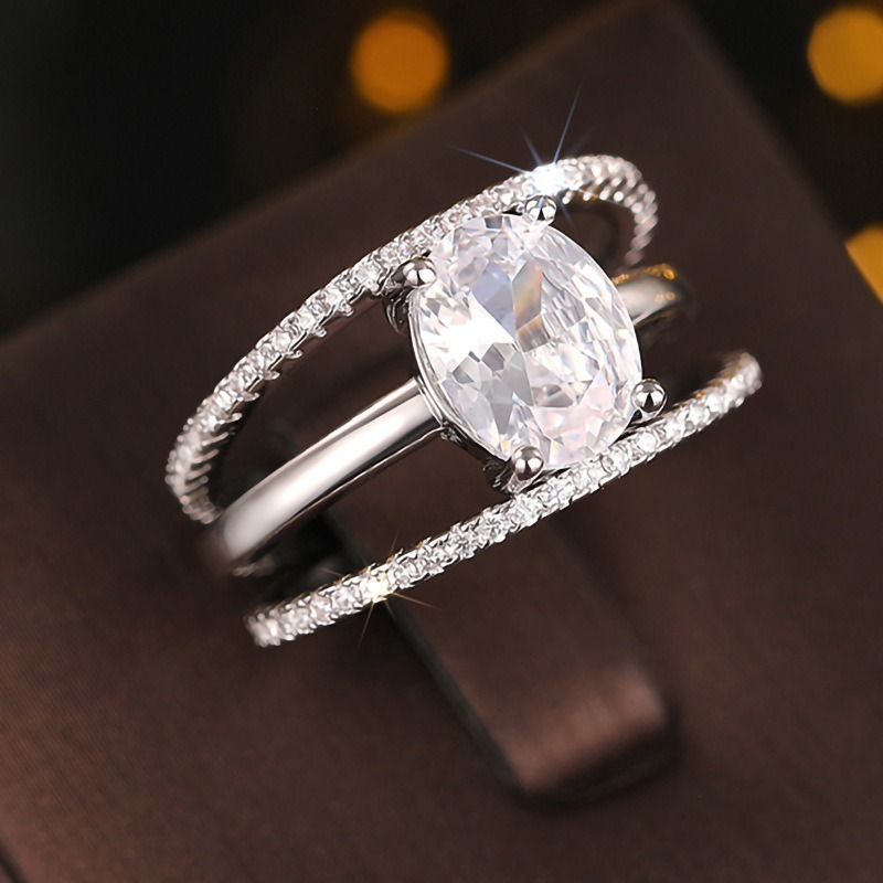 Eternal Layer Two-Tone Oval Diamond Stacked Ring