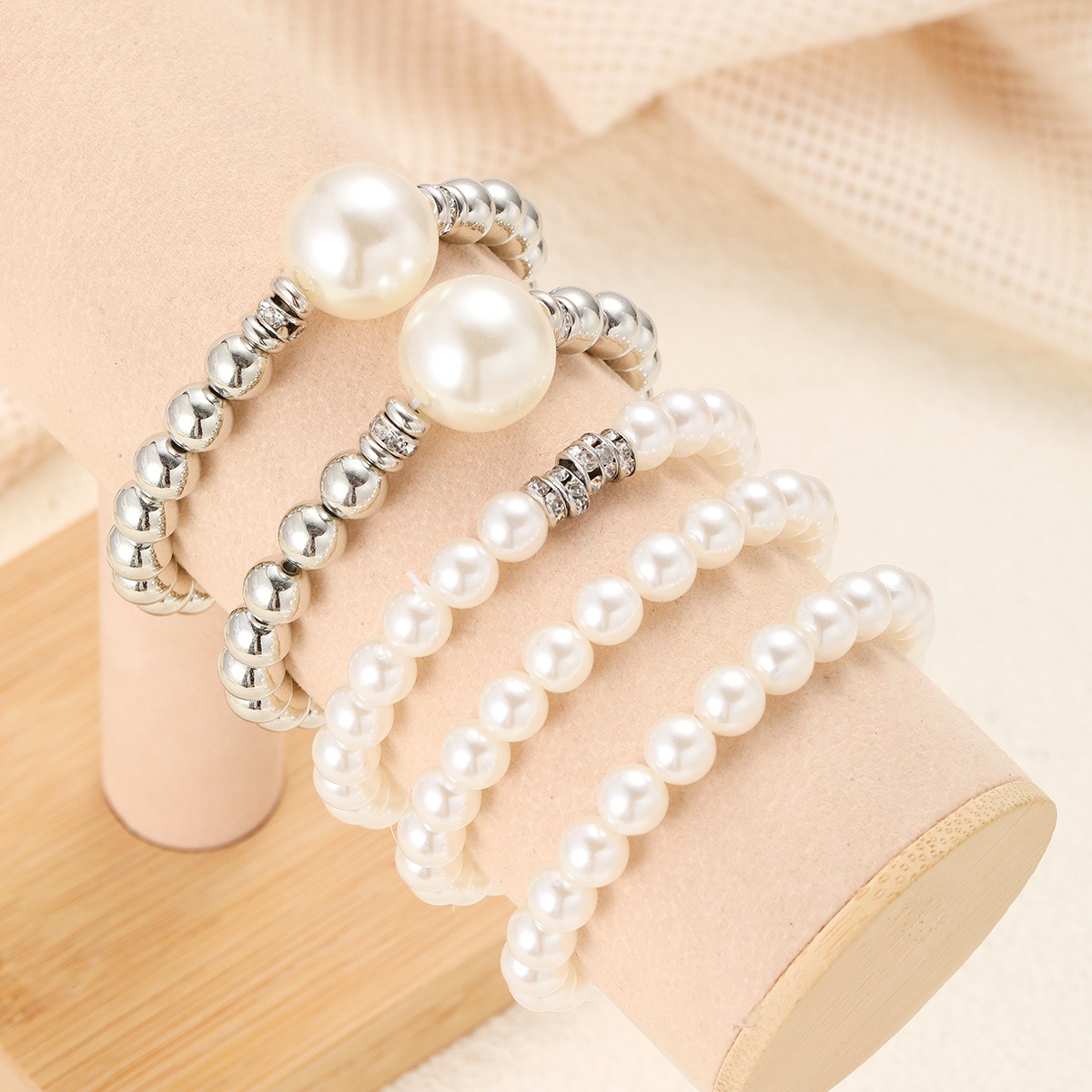 5-Piece French Style Pearl Bracelet Set