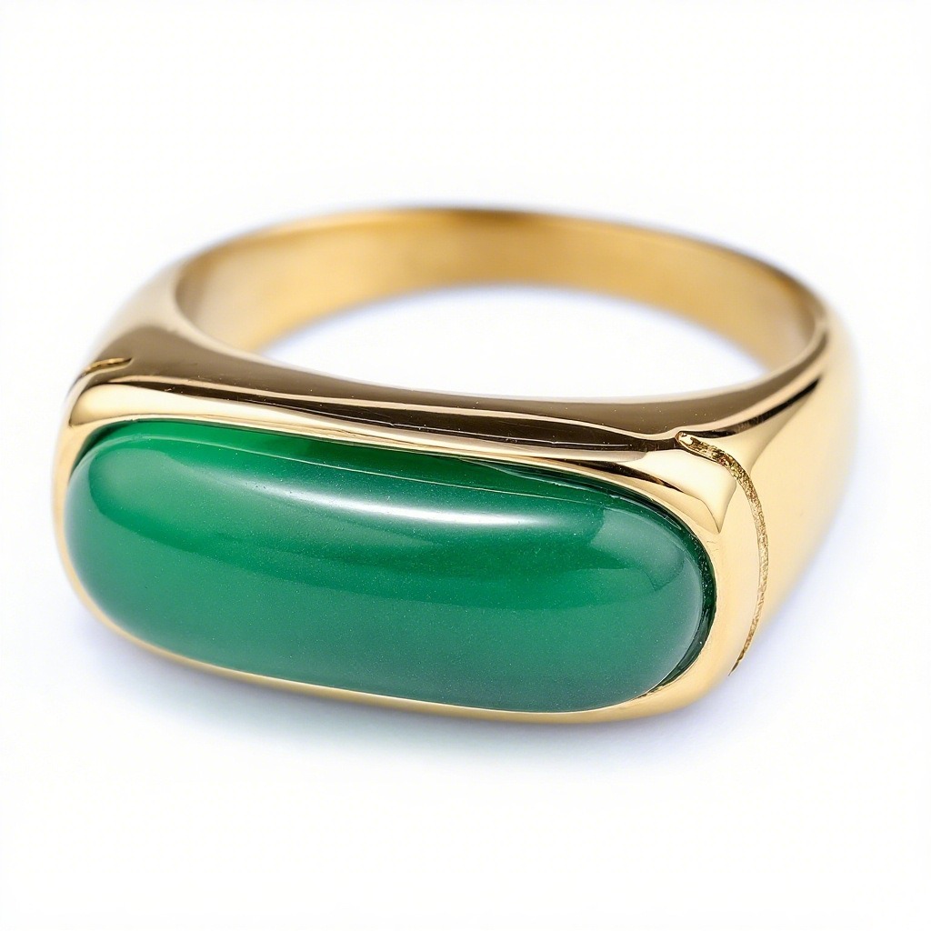 Vintage Green Cat's Eye Saddle Ring