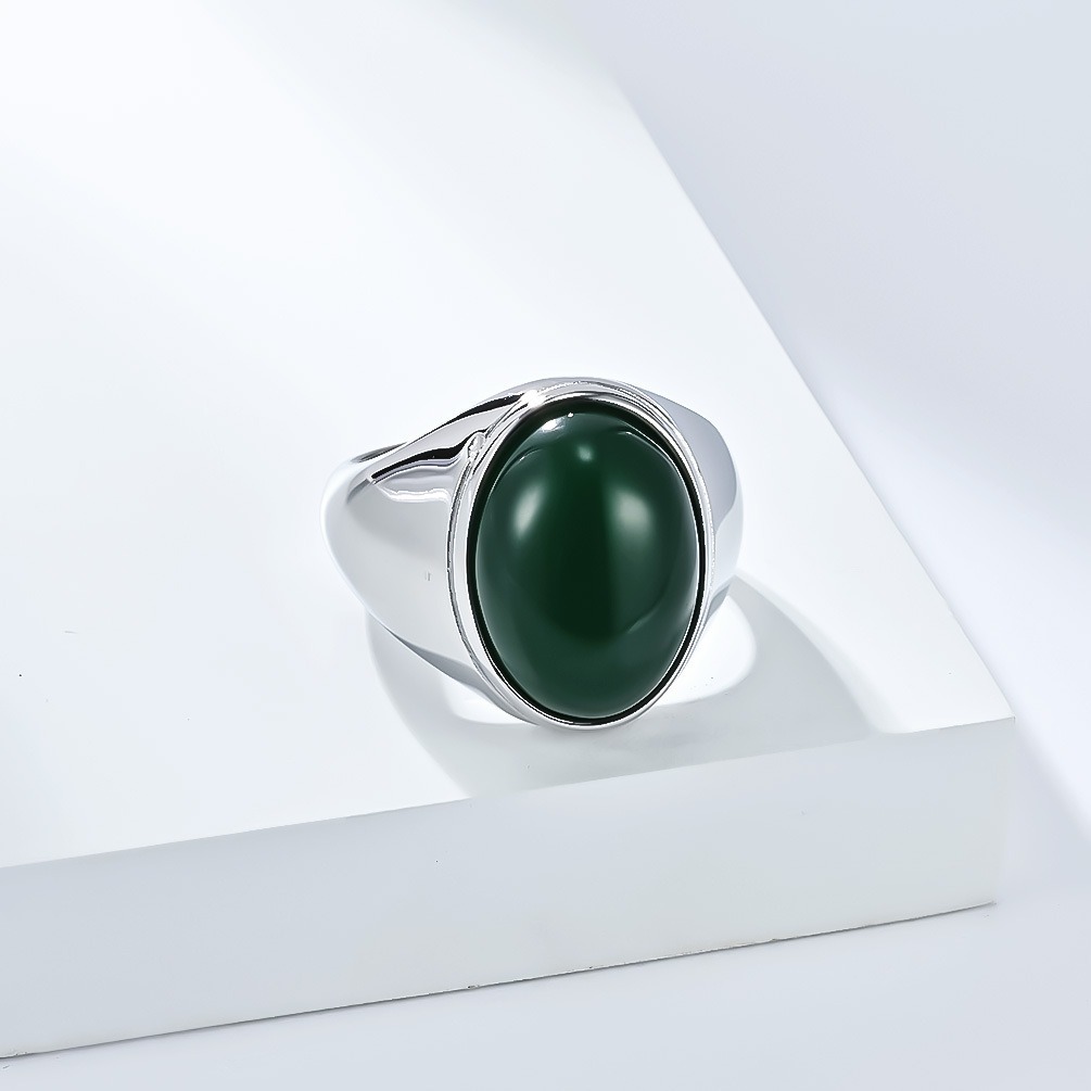 Vintage Oval Cabochon Natural Stone Signet Ring