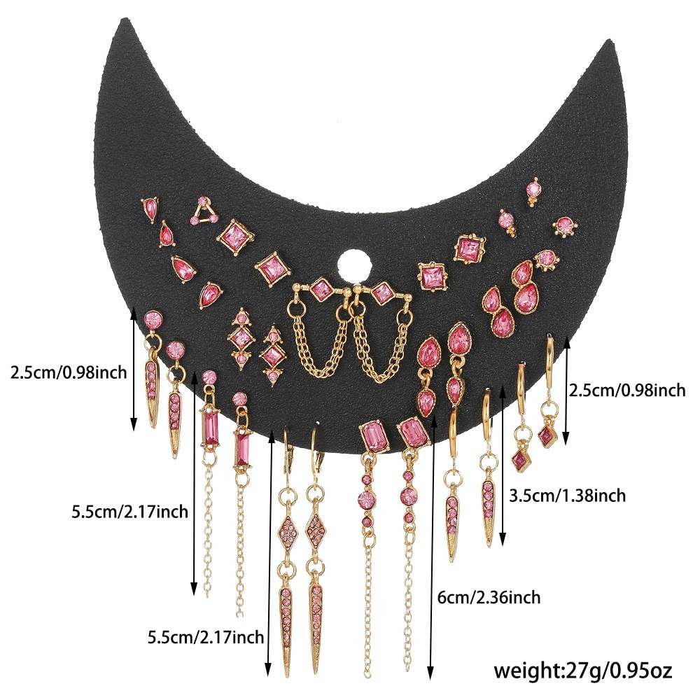 Crescent Color Geometric Tassel Multi-Piece Earring Set