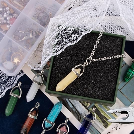 Natural Energy Crystal Point Pendant 2-Piece Set Multi-Color Healing Stone Niche Jewelry