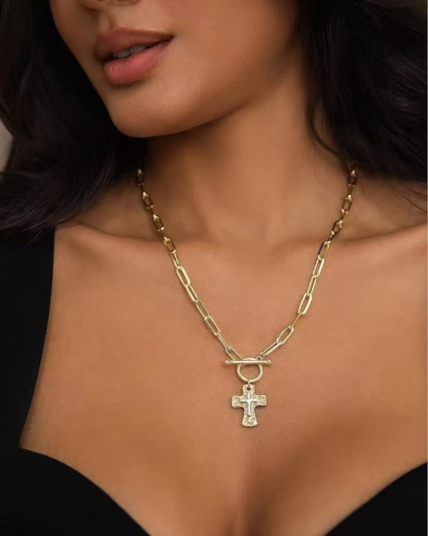 Hammered Cross Necklace