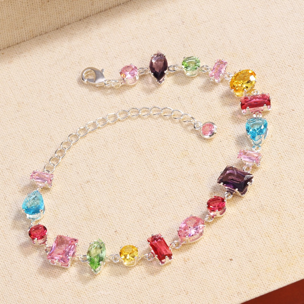 Rainbow Crystal Reverie Two-Tone Irregular Zircon Bracelet