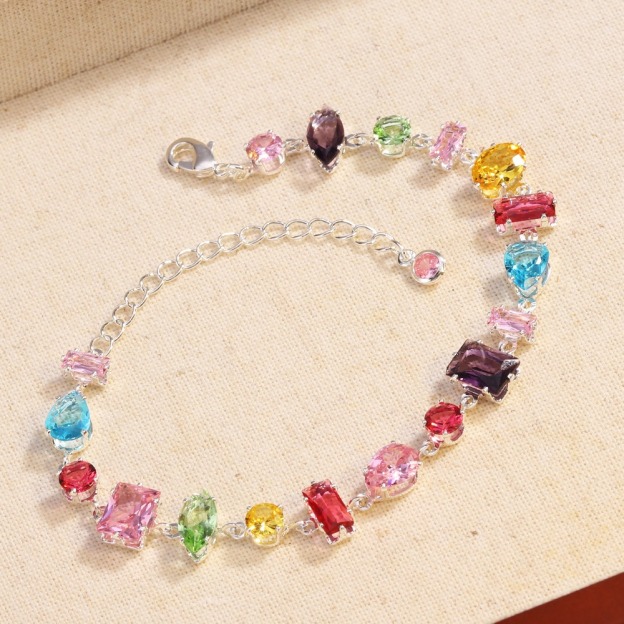 Rainbow Crystal Reverie Two-Tone Irregular Zircon Bracelet