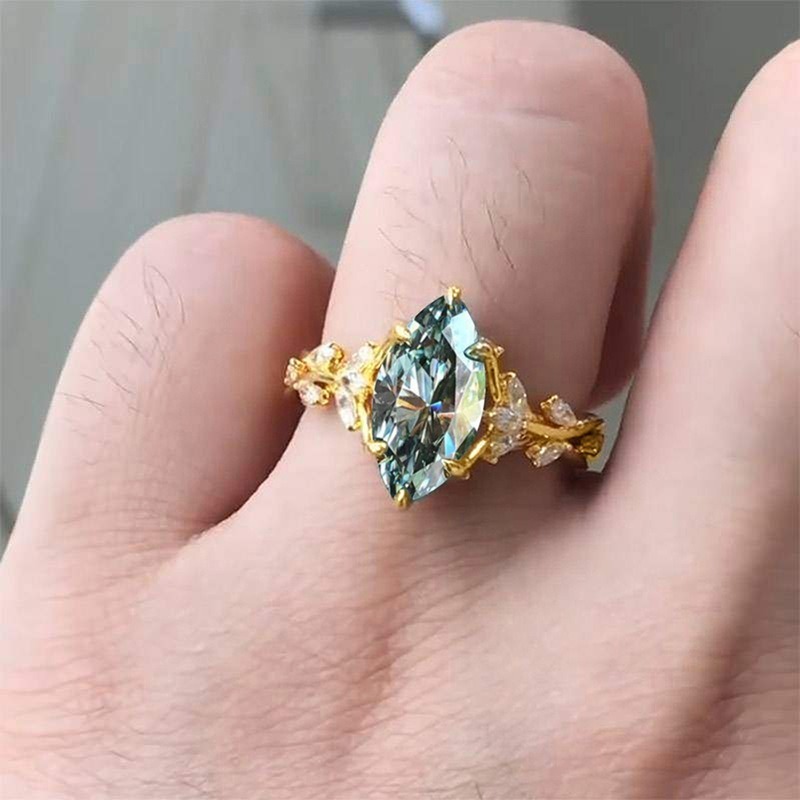 Blossoming Vine 18K Gold Oval Gemstone Vine & Flower Ring
