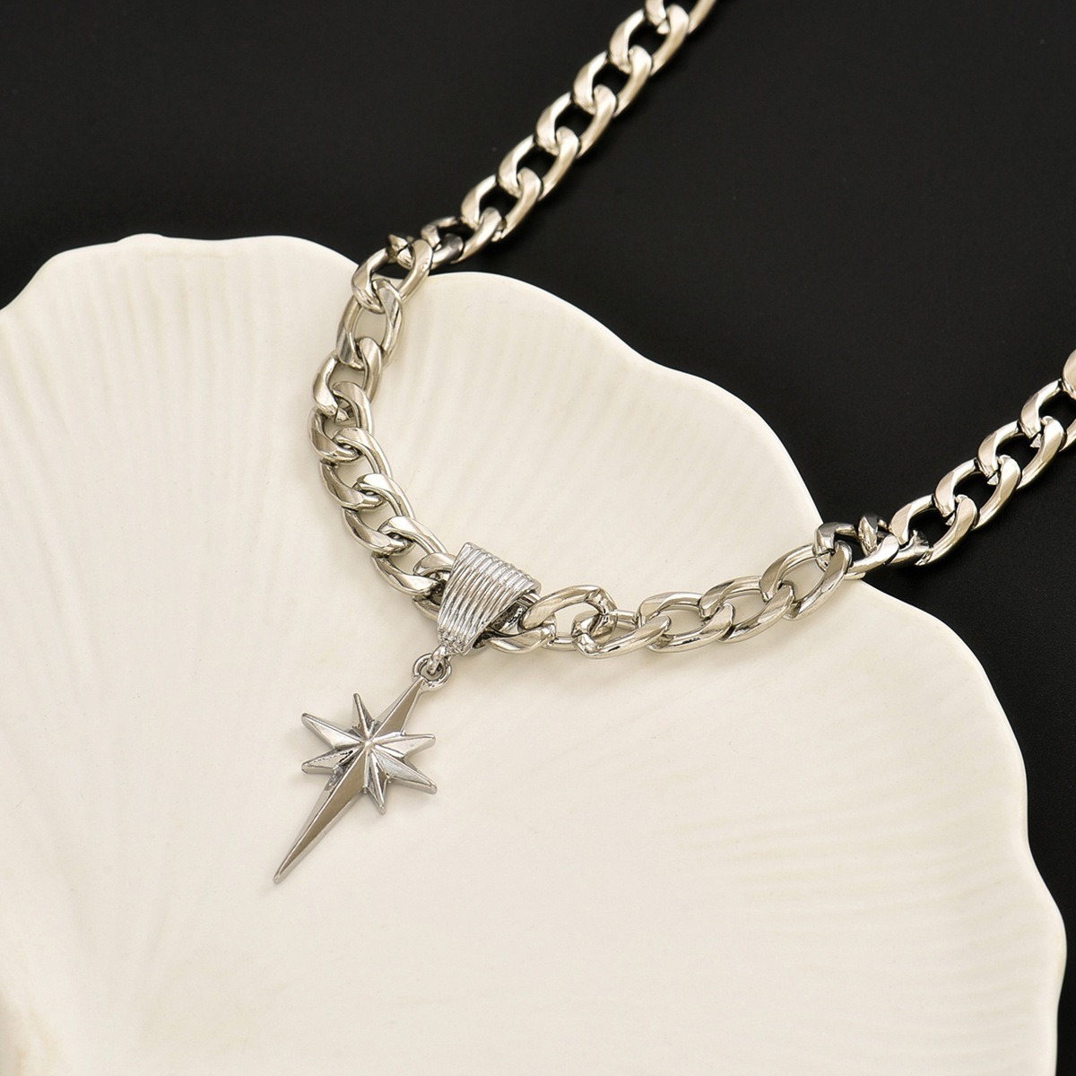 Starlight Guidance Two-Tone Cuban Link Starburst Necklace