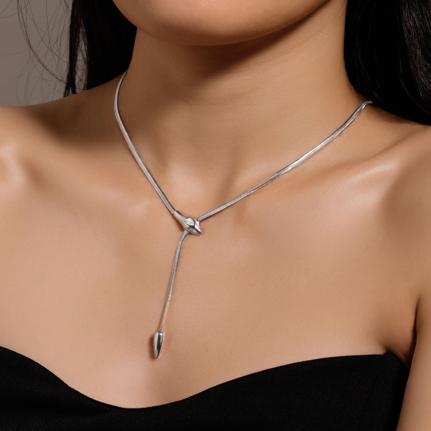 Serpent Starlight Two-Tone Snake Chain Adjustable Necklace