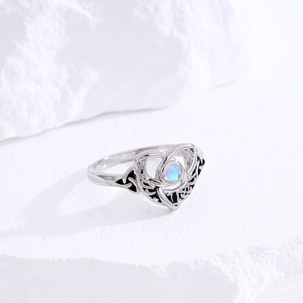 Celtic Protection S925 Silver Moonstone Ring