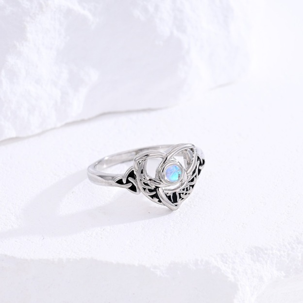 Celtic Protection S925 Silver Moonstone Ring
