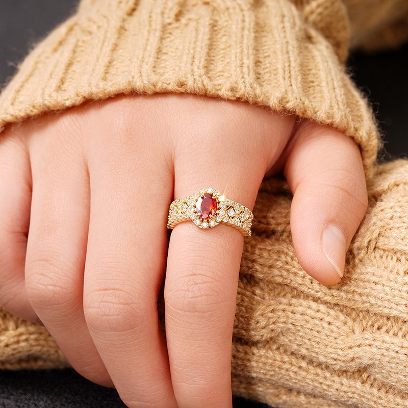 Queen of Flame Vintage Ruby Halo Ring