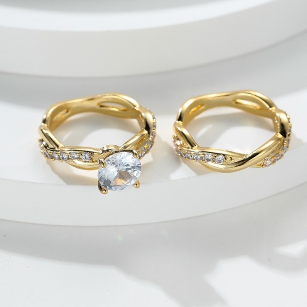 Intertwined Eternity Twisted Pave Ring Set