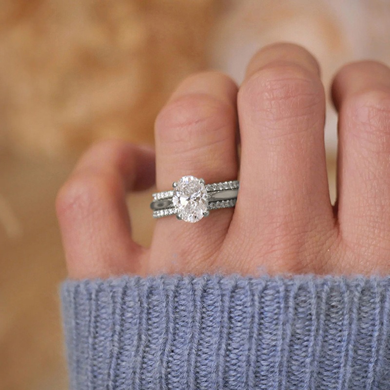 Eternal Layer Two-Tone Oval Diamond Stacked Ring