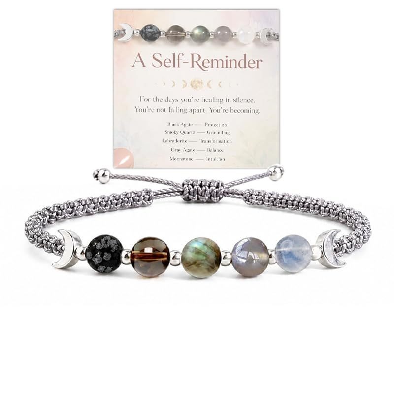 Natural Crystal Moon Phase Handwoven Bracelet