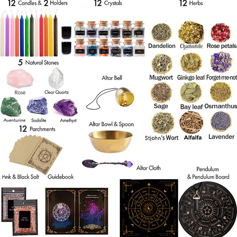 55-Piece Complete Witchcraft Supplies Kit 